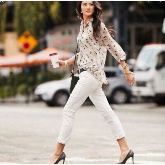 CAbi Denim - Cabi White Jeans Slim Boyfriend Style 5171 Size 4 Cotton Blend Minimalist Skinny